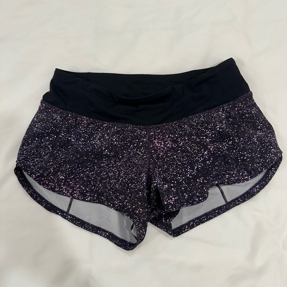 Lululemon Black and Purple Speed Up Shorts 2”